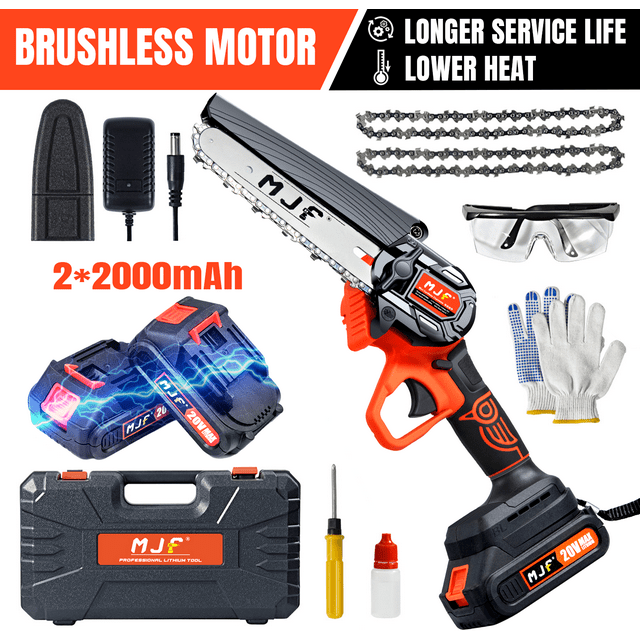 Mini Chainsaw Cordless 6Inch with 2 Battery, Brushless Motor, One
