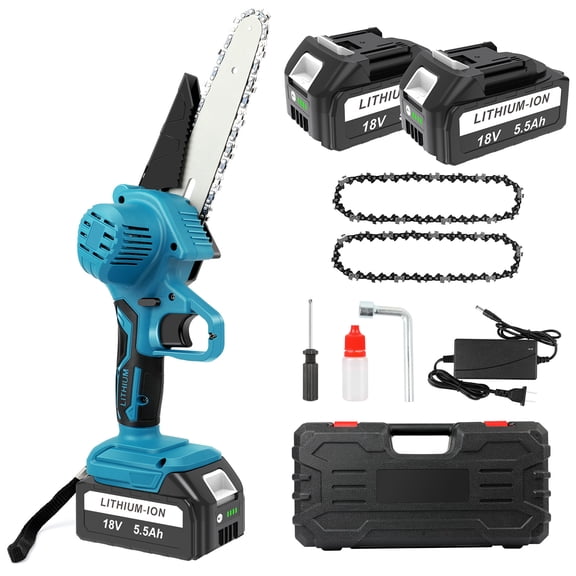 Mini Chainsaw Cordless, 6 Inch Chainsaw, Mini Electric Chainsaw Cordless Battery Powered with 2 Batteries for Tree Trimming, Pruning, Wood Cutting