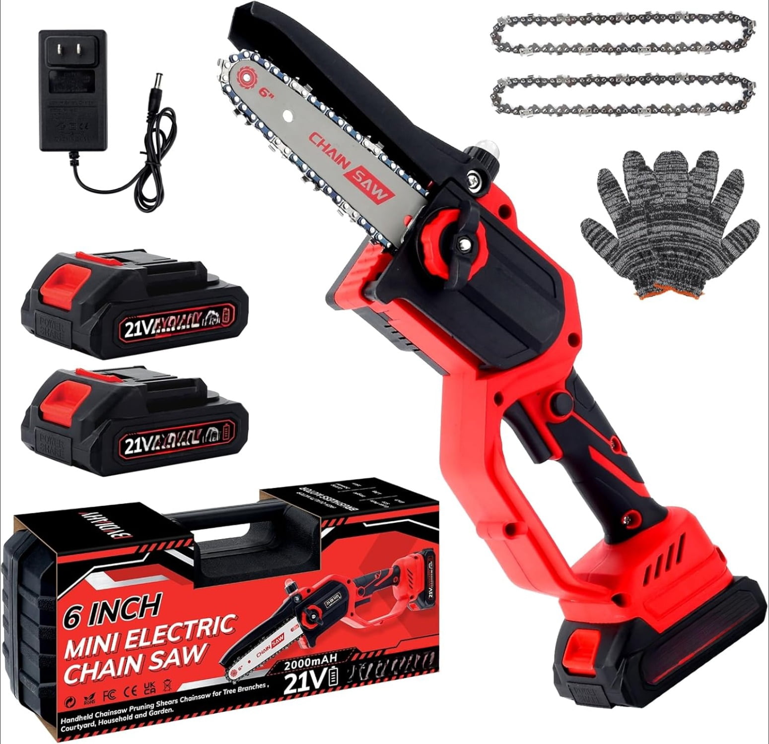 Mini Chainsaw Cordless 6 Inch Electric Chainsaw Battery Powered ...