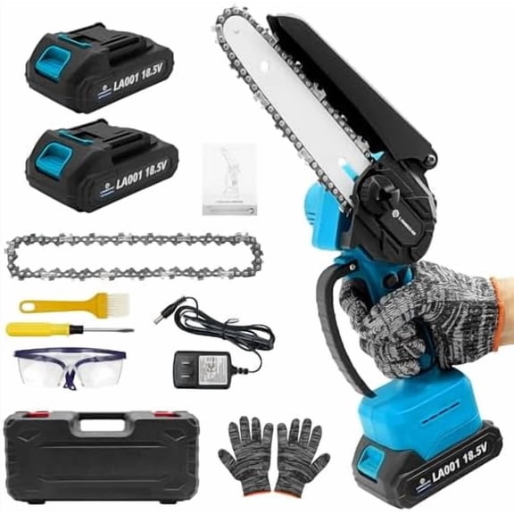 Mini Chainsaw Cordless 6 Inch Electric Chainsaw Battery Powered Handheld Portable Chain Saw With 2 Batteries/Automatic Oiler for Tree Trimming Wood Cutting Pruning Garden Gift for Men Women