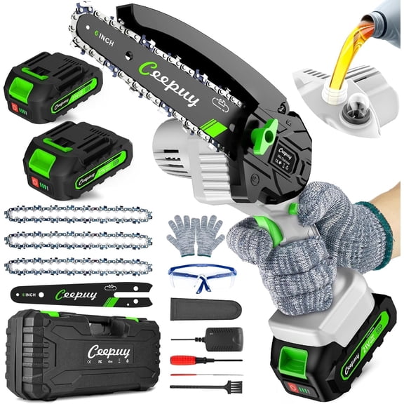Mini Chainsaw Cordless,6 Inch Portable Electric Chainsaw with Automatic Oiler/Security Lock/Battery Powered Small Handheld Saw for Trees Branches Trimming,Wood Cutting, Gifts for Men Women