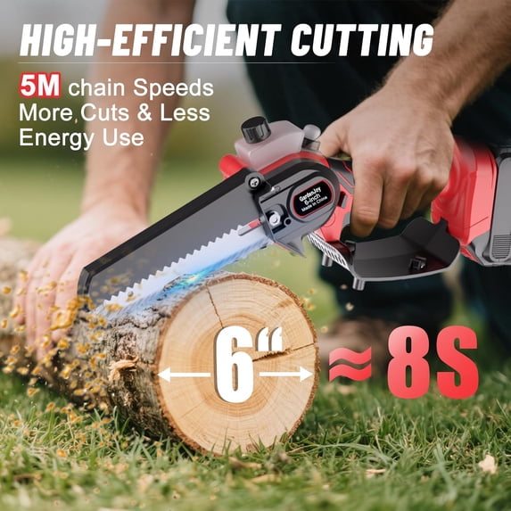 Mini Chainsaw Cordless, 6 Inch Portable Small Handheld Electric Chainsaw cordless Battery Powered for Household, Garden, Yard, Tree Trimming Wood Cutting, Christmas Gifts for Men Dad Husband Women