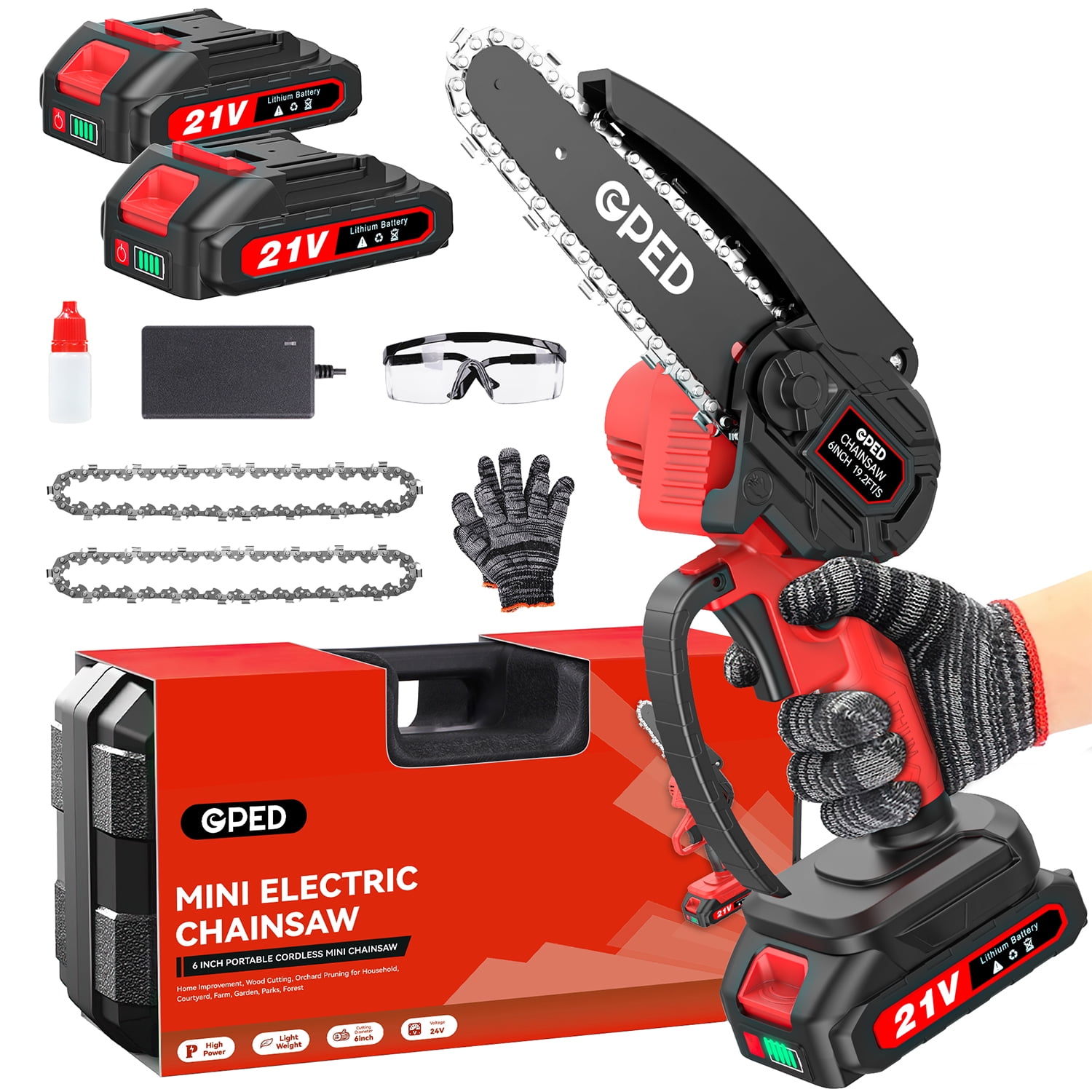 Mini Chainsaw, 6 inch Portable Electric Chainsaw Cordless, Handheld ...
