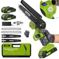 thumbnail image 1 of GPED Mini Chainsaw Cordless 6 inch with 2 Battery, Mini Power Chain Saw with Security Lock, Electric Chainsaw, Handheld Small Chainsaw for Tree Trimming Wood Cutting, Green, 1 of 8