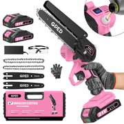 GPED Mini Chainsaw Cordless 6 inch with 2 Battery, Mini Power Chain Saw with Security Lock, Electric Chainsaw, Handheld 