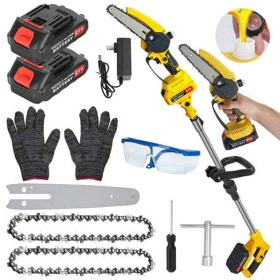 AquaAurix Mini Chainsaw Cordless 6 inch with 2 x 1.5Ah Battery, Mini Power Chain Saw, Electric Chainsaw, Handheld Small Chainsaw for Tree Trimming Wood Cutting