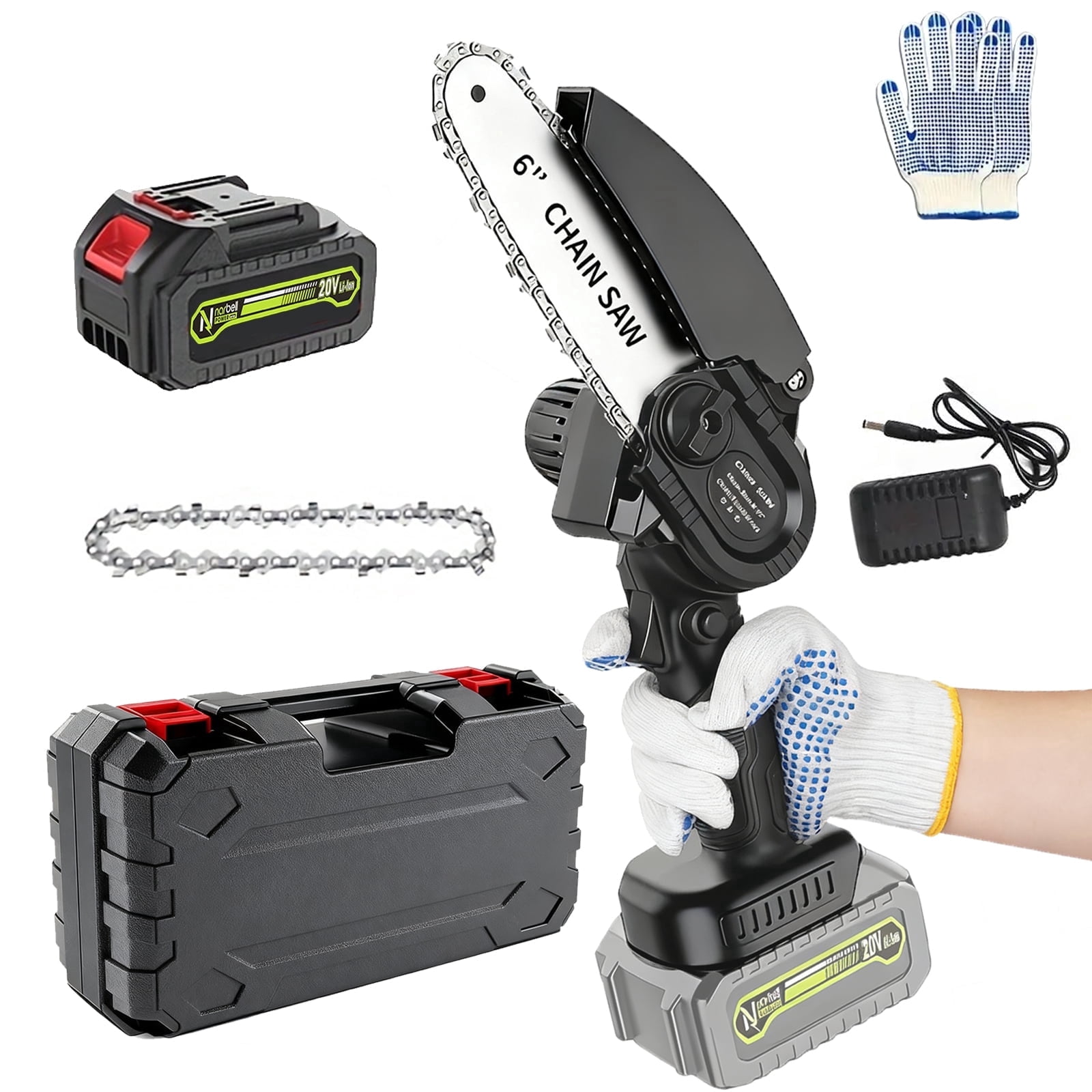 Mini Chainsaw Cordless, 6 inch Portable Electric Chainsaw with ...