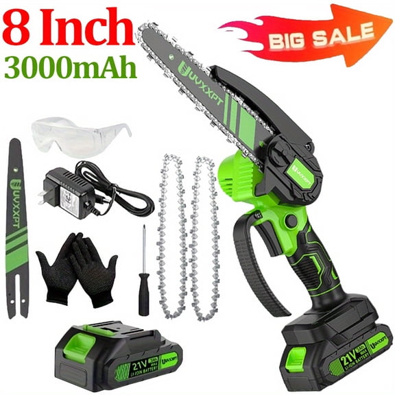 Mini Chainsaw Cordless, Supstable 8 inch Brushless Electric Chain Saw with 3000mAh Rechargeable Batteries Auto Oiler System, Battery Powered Handheld Saw for Trees Trimming Wood Cutting Men Gifts