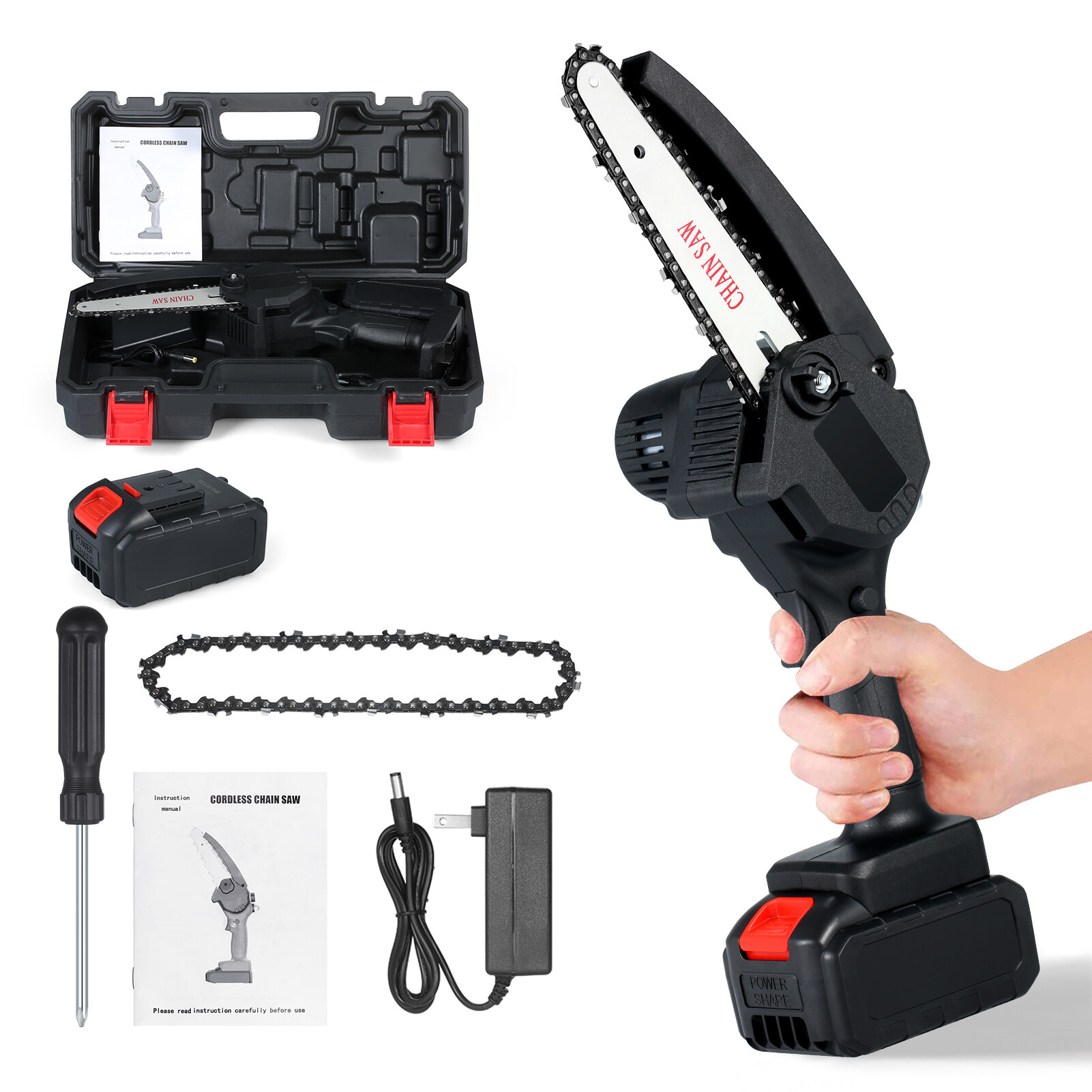 Mini Chainsaw Handheld Cordless Chainsaw 6Inch 21V Electric Chainsaws