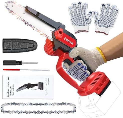 Mini Chainsaw for Milwaukee 18V Battery, 6 Inch Cordless Chainsaw Electric,1 Replacement Chain with Safety Lock, Hand Brushless Chain Saw Tool for Pole Pruner, Wood Cutting (MWQ-DJ)$$Garden & Patio