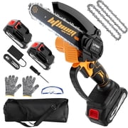 Mini Chainsaw 2 Batteries 2 Chains, Portable 6in Cordless Chainsaws Handheld Pruning Shears Chain Saws for Tree Branches, Courtyard, Household, Garden