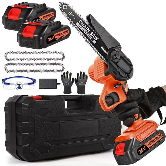 Mini Chainsaw with 2 Batteries 2 Chains