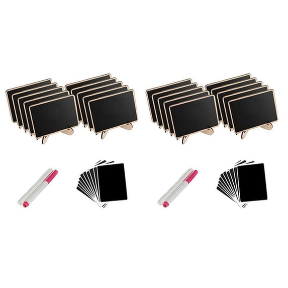 Mini Chalkboard Label Signs, 20 Pack Framed Easel Stand Wooden Blackboard For Buffet Food Signs, Wedding Place Cards