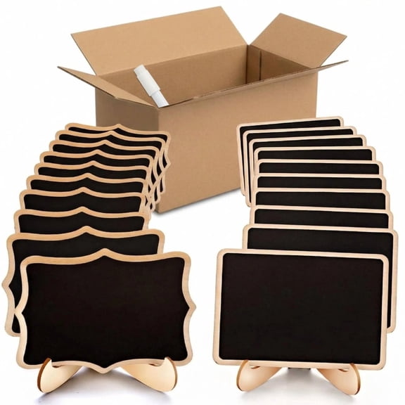 Mini Chalkboard Signs, 20 Pack Framed Small Chalk Board Food Labels with Easel Stand for Party Buffet or Wedding Celebration, Wooden Blackboard as Place Cards for Table Setting or Numbers