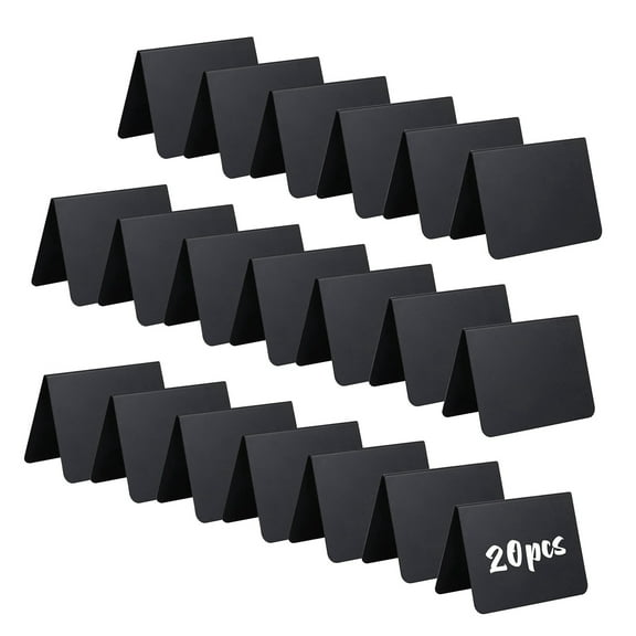 Mini Chalkboard Signs for Food, 3'' x 4'' Table Tent Food Labels, Reusable Party Buffet Tables Sign for Liquid Markers and Chalk, Plastic Message Board for Bakery, Wedding