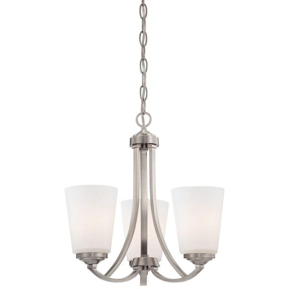 Mini Chandelier 3 Light Brushed Nickel in Transitional Style 15.75 inches Tall By 16 inches Wide-Brushed Nickel Finish Bailey Street Home