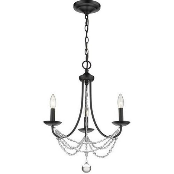 Mini Chandelier 3 Light Steel in Elegance Style 21.5 inches High By 18 inches Wide-Black Finish Bailey Street Home 170-Bel-4161639