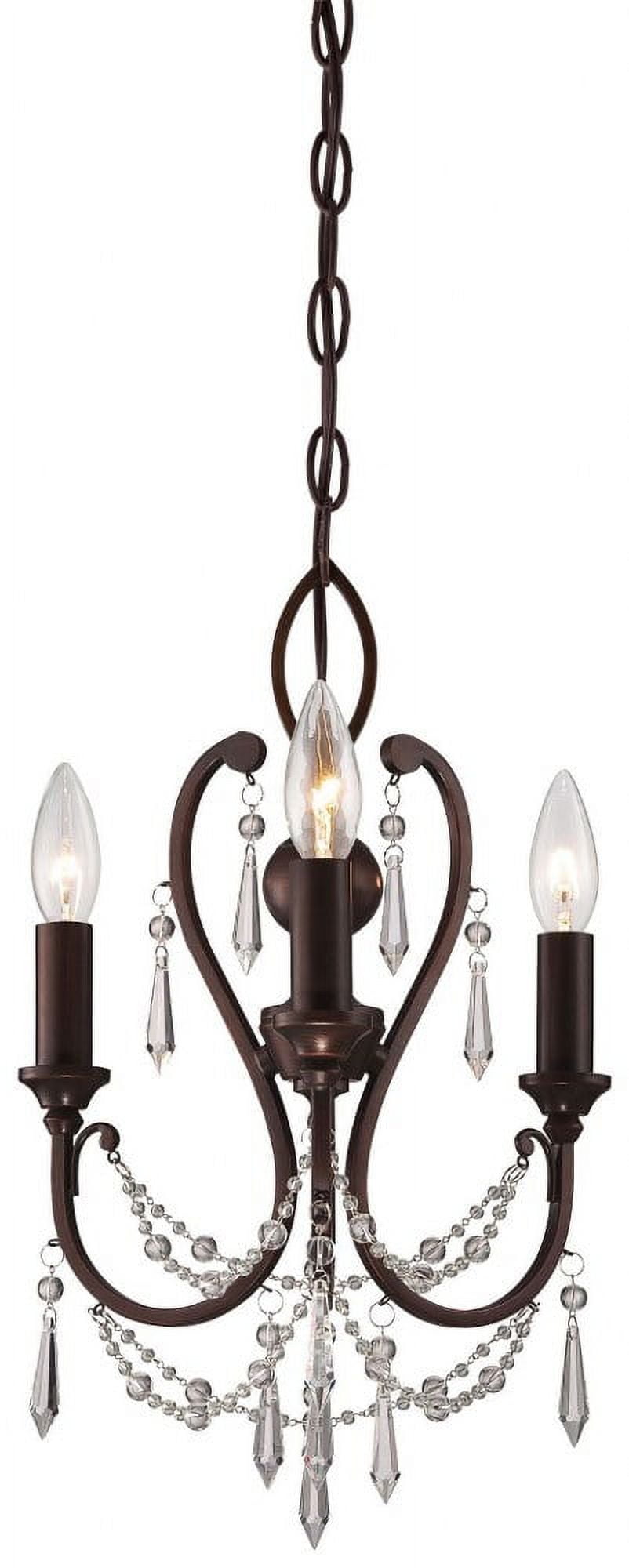 Elegant Mini Crystal Chandelier with Vintage Bronze Finish, 3-Light
