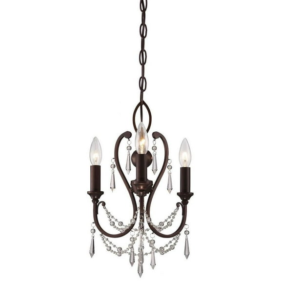 Mini Chandelier 3 Light Vintage Bronze in Traditional Style 16.5 inches Tall By 11.5 inches Wide Bailey Street Home 57-Bel-2254657