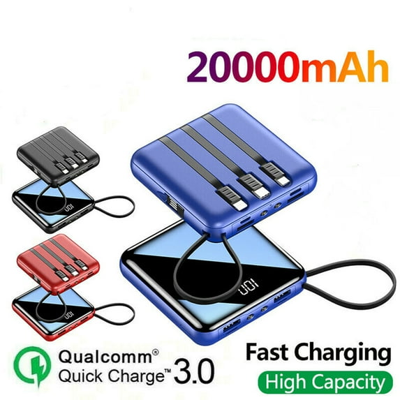 Mini Charger Power Bank 20000mAh, Dual USB Output, Fast Charging External Battery Pack for Smart Mobile Phone