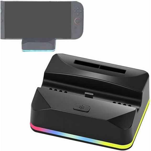 Mini Charging Base for Switch 2 2025RGB Color Light Charging Cradle with USB Port Cable Included Compact and Easy to Carry Can Store Two Game Cards (HDMI Port not Supported)