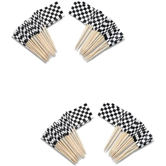 Mini Checkered Picks 400 pcs Para Partyblack Mini Dessert Flag Supplies Cake Party Race Toothpicks Car Toppers Dinner Mini Checkered Decoration