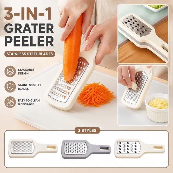 Mini Cheese Grater, Multi-Use 3-In-1 Shredding and Peeling Scraper, Scraper Tool Kitchen for Shredding Veggies, Citrus Zest and Peeling Produce, Thoughtful New Home Gift, Safe