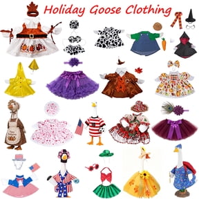 Mini Chef Goose Figurine Outfit for 7 Inch Desktop Goose, Handcrafted Clothes with Tiny Chef Hat, Tabletop Kitchen Decor