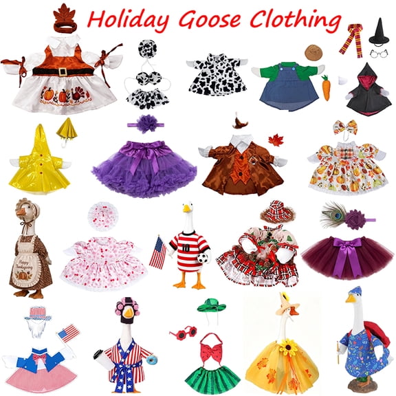 Mini Chef Goose Figurine Outfit for 7 Inch Desktop Goose, Handcrafted Clothes with Tiny Chef Hat, Tabletop Kitchen Decor