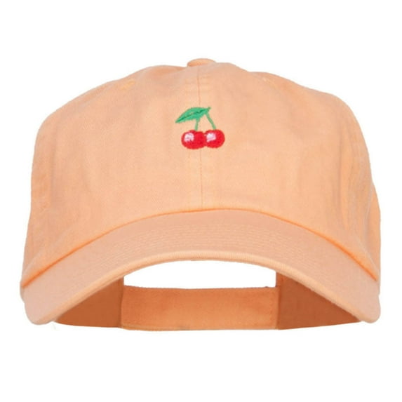 Mini Cherry Embroidered Low Cap - Peach OSFM