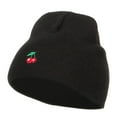 thumbnail image 1 of Mini Cherry Embroidered Short Beanie - Black OSFM, 1 of 5