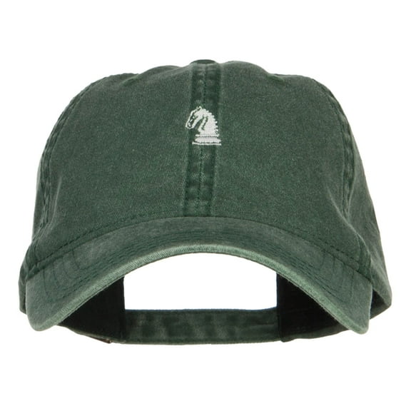Mini Chess Knight Embroidered Washed Cap - Dk Green OSFM