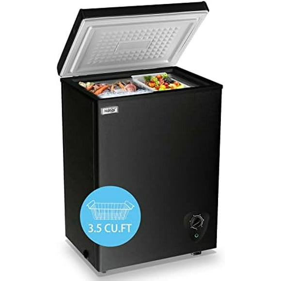 Mini Chest Freezer 3.5 Cu.Ft Small Top Door Deep Freezer with Removable Basket, Low Noise, 7 Adjustable Temperature and Energy Saving Perfect for Home Garage Basement Dorm or Apartment