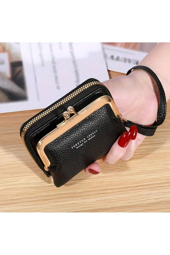 Mini Chic Credit Card Wallet For Women - Multi-Functional Kiss Lock Purse With Zipper Coin Pocket, Fashionable And Spacious - Perfect For Daily Use