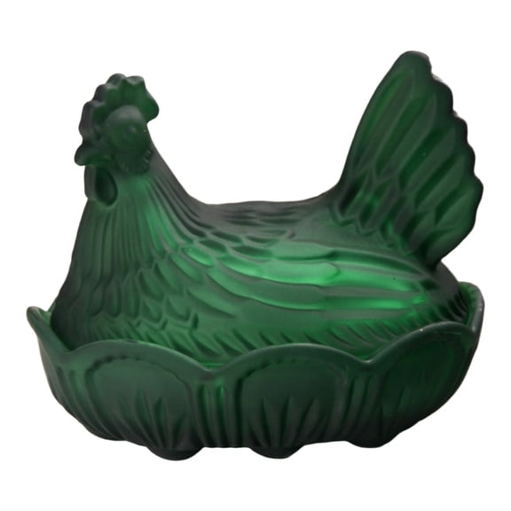 Mini Chicken Glass Cookie Jar, Hen Nest Candy Dish with Lid for Snacks, Desserts, Decorative Storage Container for Kitchen Counter, Desk, Party Serving, Gift Basket