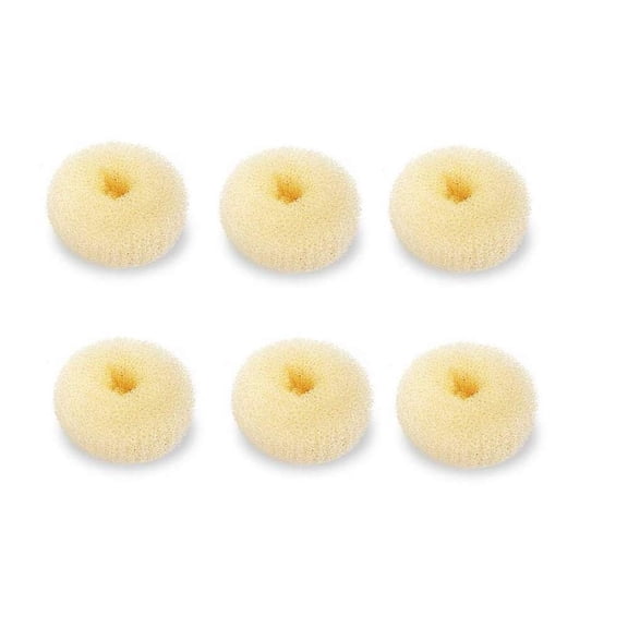Mini Chignon Donut Hair Shaper, 6 PCS Bun Makers for Short and Thin Hair, 2 Inch Beige Bun Forms for Kids & Girls