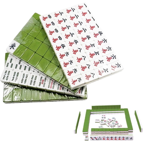 Mini Chinese Mahjong Set (0.94x0.59 Inch Tiles) - 144pcs Traditional Travel Game with Case, Portable Small Mahjong for Beginners - Travel Mahjong Set