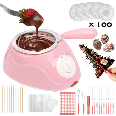 Pink Mini Chocolate Melting Pot,Electric Fondue Pot,Chocolate Melting Warmer,Warmer Machine for Milk Cheese Butter Candy,Great Gift for Holidays and Parties