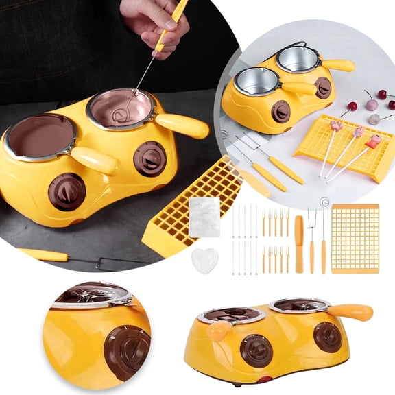 Mini Chocolate Melting Pot Fondue Set with DIY Accessories for Home Candy Making and Desserts