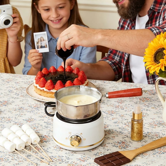 Mini Chocolate Melting Pot, Portable Fondue Set for Milk Chocolate, Cheese, Candy, Quick Melting Machine for DIY Desserts, Ideal for Parties, Holidays, and Family Gatherings