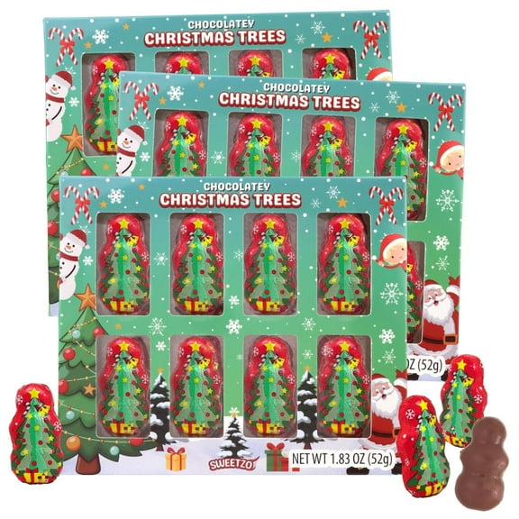 Mini Chocolatey Christmas Trees, Stocking Stuffers, Individually Wrapped, 8 Pieces Inside, Pack of 3, 1.83 Ounces