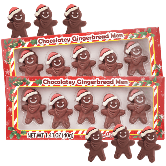 Mini Chocolatey Gingerbread Men Christmas Candy, Holiday Stocking Stuffer Treats, Pack of 2, 1.41 Ounces Each