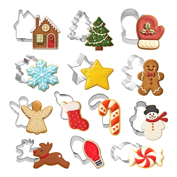 Mini Christmas 13 Piece Cookie Cutter Set - Mini Snowflake, Mini Gingerbread, Mini Tree Cookie Cutters - The Cookie Cutter Shop - Tin Plate Steel