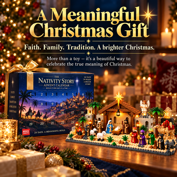 Mini Christmas Brick Nativity Advent Calendar - 24-Day Buildable Christmas Nativity Set, Religious Holiday Countdown Building Blocks with Stable Mary Joseph Baby Jesus Angels Animals and Wise Men