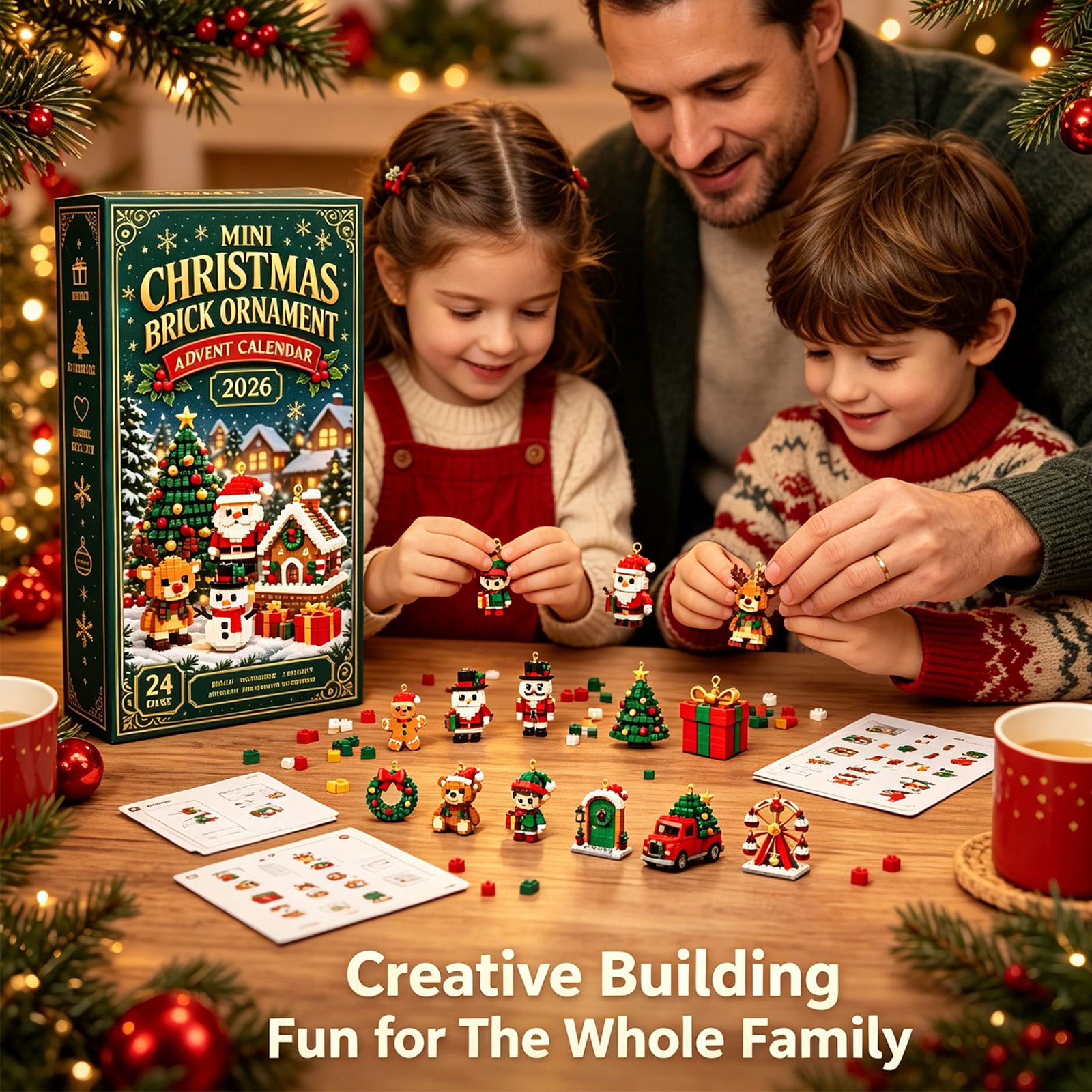 Fish Display Design Mini Christmas Brick Ornament 24-Day Advent Calendar with Hanging Loops ...