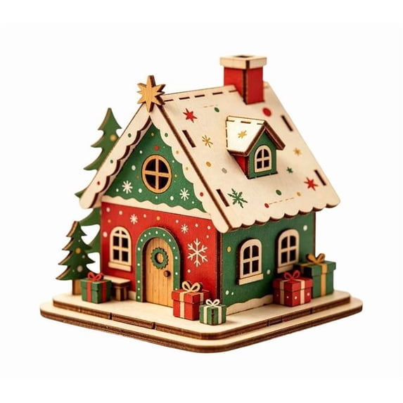 Mini Christmas Cabin Assembly Set - Great for Holiday Gifting & Adding Warmth to Your Living Space (B)