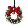 thumbnail image 1 of Mini Christmas Cabinet Wreath for Kitchen with Velvet Ribbon Bows and Bell, Small Hanging Artificial Wreath for Window Home Chair Front Door Wall Indoor Outdoor Fireplace Porch Decoration, 1 Pcs, 1 of 5