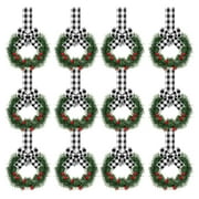 Mini Christmas Cabinet Wreaths, 3.94 Inch, Berry Bow Ribbons for Holiday Home and Cabinet Decoration