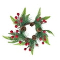 thumbnail image 1 of Mini Christmas Candle Rings Wreaths 11.02 Inch Pine Garland with Red Berries Pinecones Artificial Wreaths for Table Centerpieces Cabinet Pillar Window Wall Holiday Decor, 1 of 6