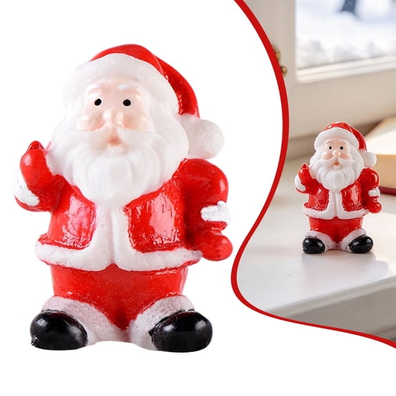 Mini Christmas Figurines, Santa Resin Figurine, Small Santa Claus Ornament, Tiny Santa Statue, Seasonal Santa Sculpture, Indoor Home Tabletop Display Decor, Christmas Decorations for Winter Hloliday